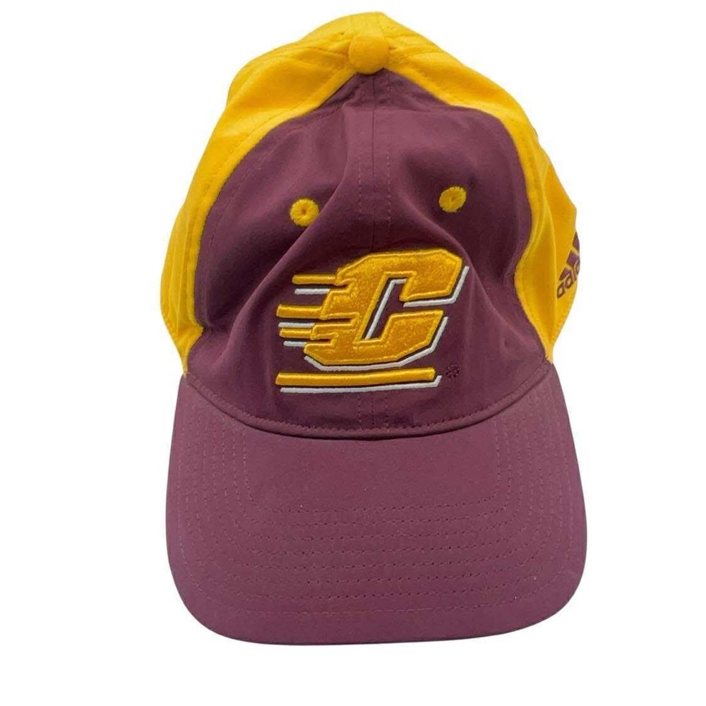 Adidas CMU Chippewas Maroon Yellow Baseball Cap‎ Hat Fitted Adult